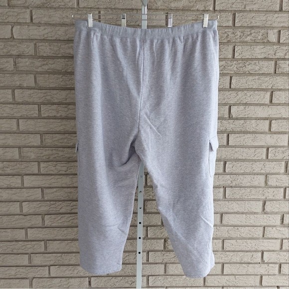 Woman Within Light Heather Gray Sweat Pants with Cargo Pockets 30/32 PETITE NWOT - Picture 7 of 7